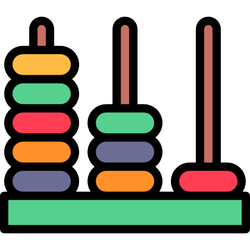 Icon of abacus with lineal color